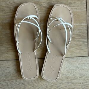 Splendid White Strappy Square-Toe Slide Sandals